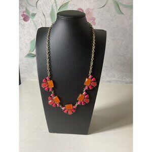 Vintage Premier Design Gold-Tone Necklace With Pink & Orange Accents